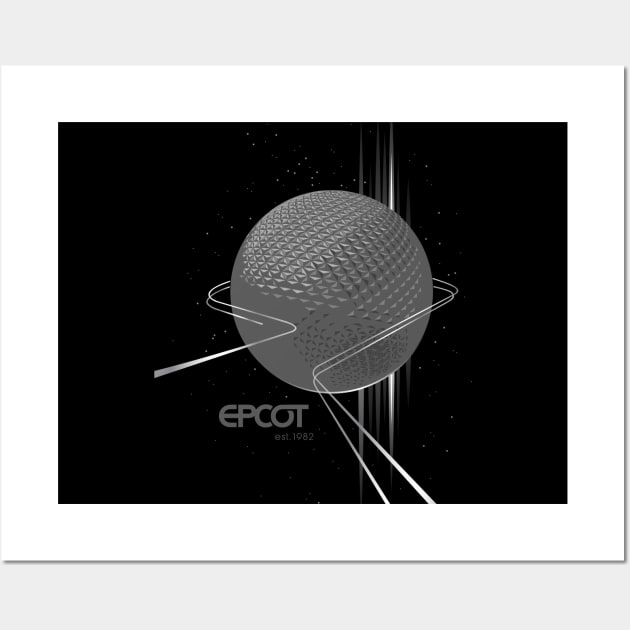 EPCOT Spaceship Earth Grayscale Shirt Design - Front Design for Light Shirts Wall Art by Blake Dumesnil Designs